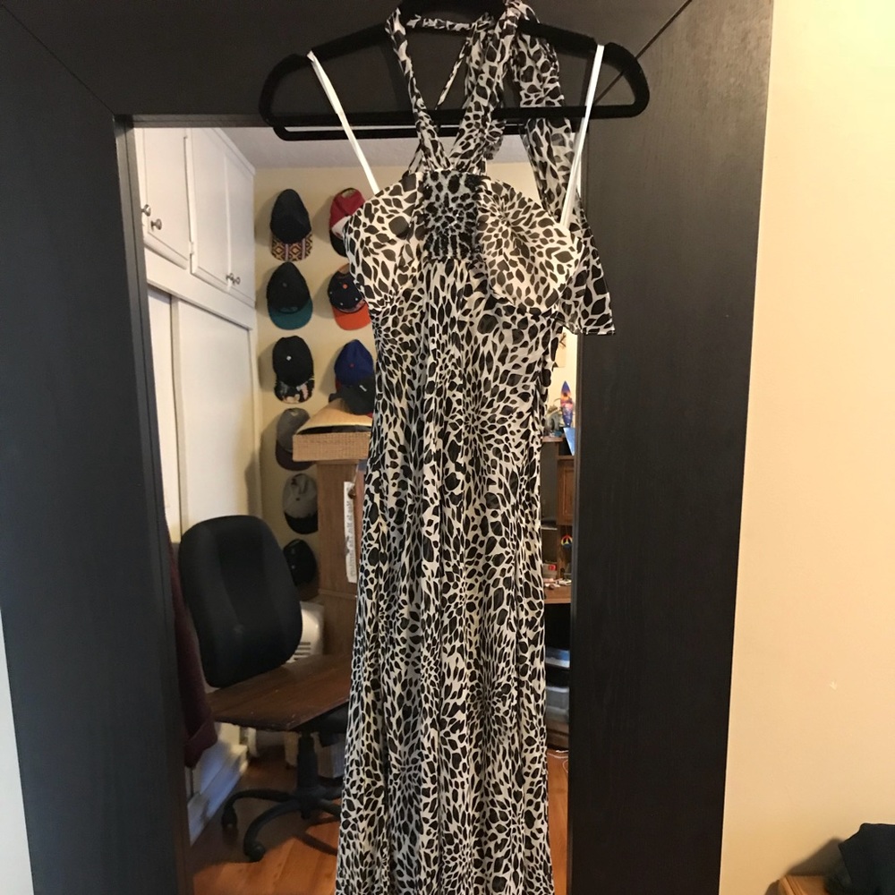 BCBG Black & White Printed Gown